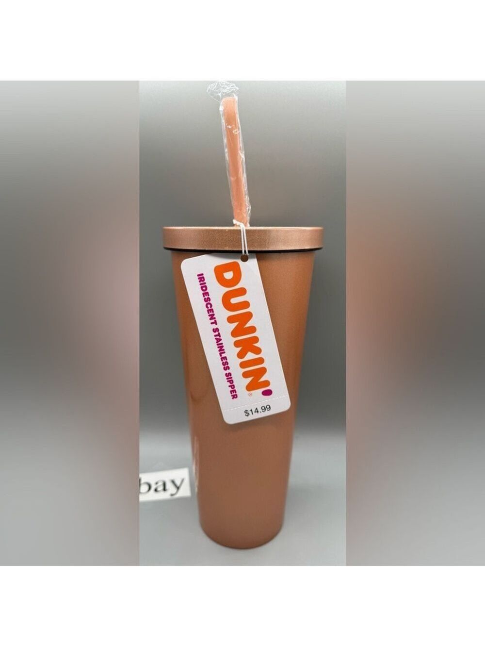 Dunkin' 24oz Stainless Sipper Tumbler with Straw Iridescent GOLD - NWT